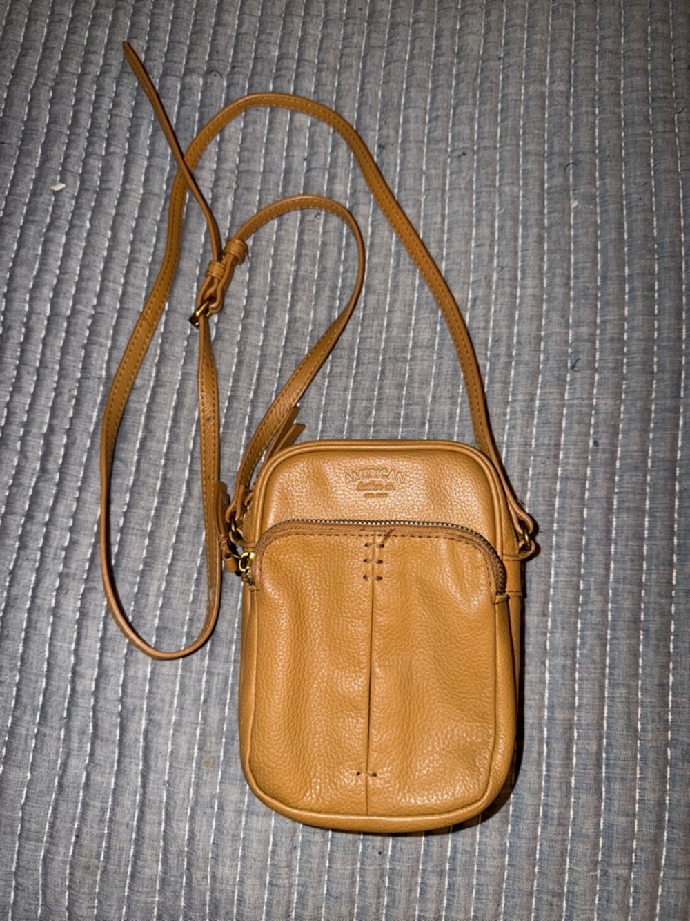American Leather Co. Tan Pebbled Genuine Leather Crossbody
